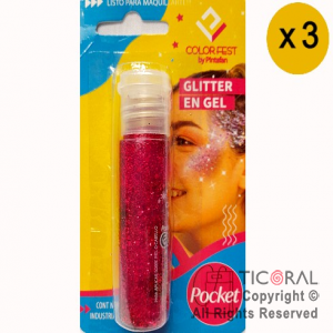 GLITTER EN GEL PELO ROSTRO CUERPO FUCSIA 854 X 20 GR x 3